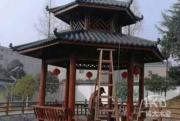 济南双层碳化木凉亭制作厂家